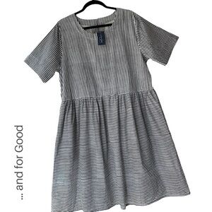 NWT | 100% ORGANIC COTTON HUDSON SHIRT DRESS MENSWEAR BLACK & WHITE STRIPE L/XL